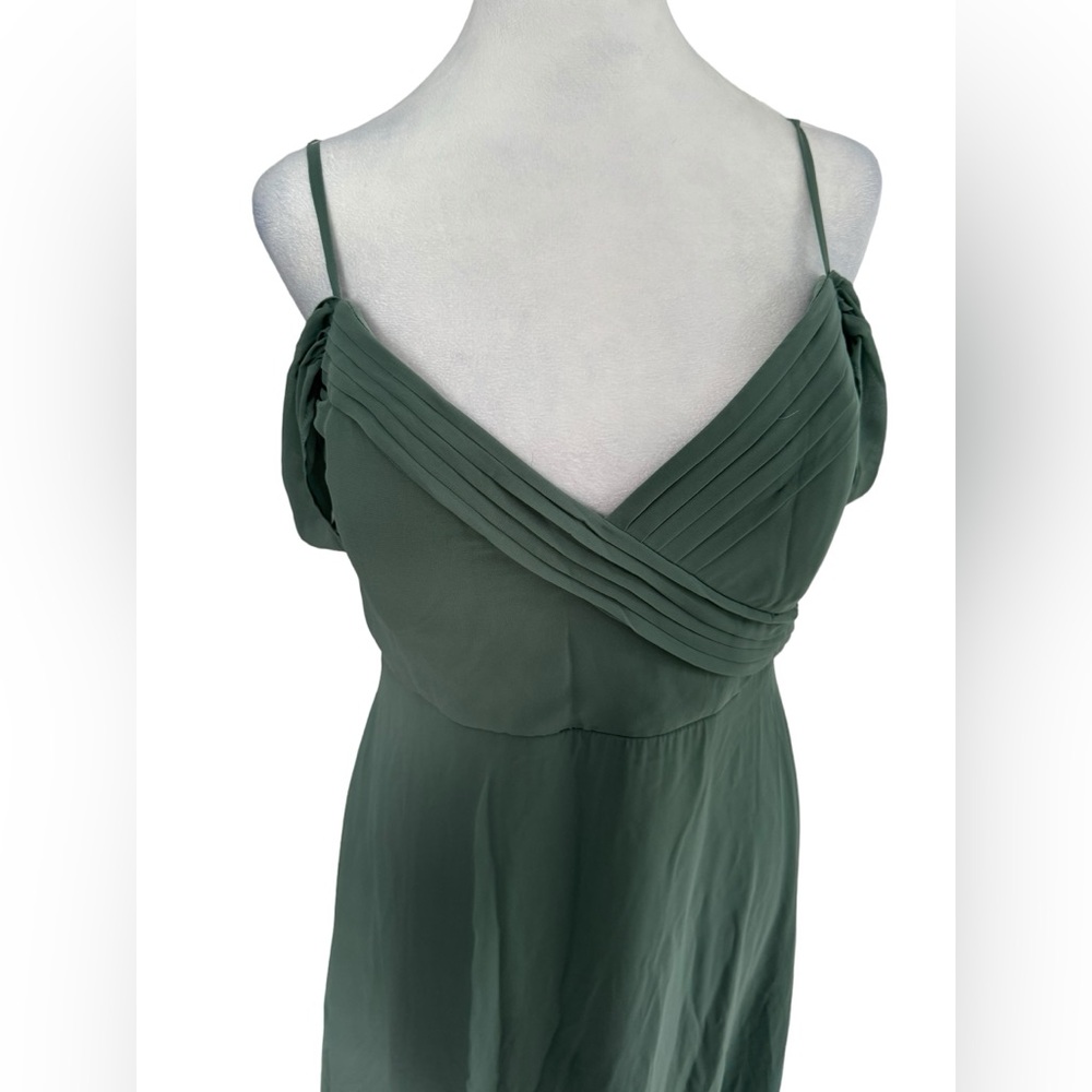 Birdy Grey Spence Chiffon Bridesmaid Dress Sage Long Sage with Pockets Medium - Picture 5 of 14